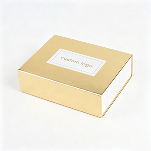 Boîte cadeau magnétique à clapet beige écologique personnalisable avec votre logo pour emballage cosmétique en carton - Product Image 2