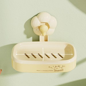 Flower Suction Cup Soap Dish Wall Mount Detachable Drainable Plastic Bathroom Soap Holder - Product Image 2