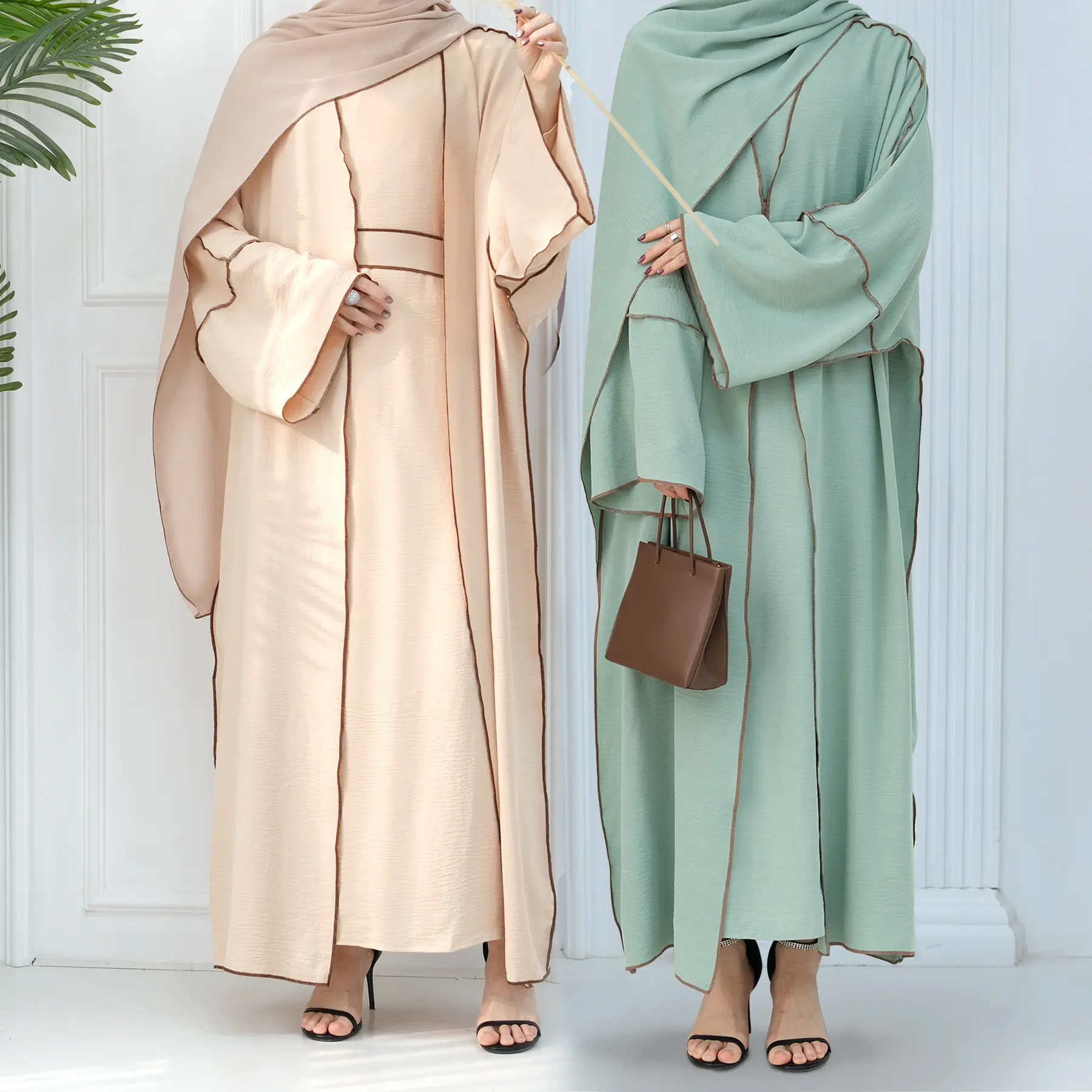 سوق الجملة في دبي عباية 2024 قفطان تركي ملابس إسلامية محتشمة للعيد أنيقة لامعة حرير عباية مفتوحة فستان للمُسلمات