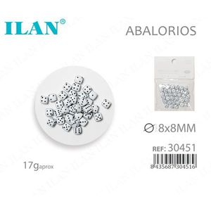Perline Ilan a Forma di Dado 8x8mm Bianche per Creazione di Gioielli, Circa 17g, Rif. 30451 - Product Image 1