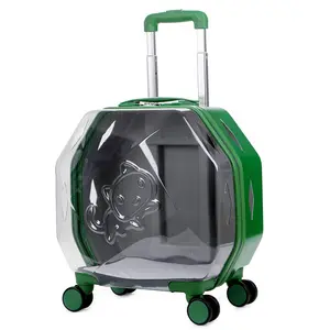 Caja de carrito transparente para mascotas con puerta delantera, caja de viaje para gatos con borde cruzado, equipaje para perros al por mayor