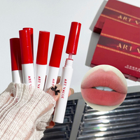 Art Value Big Red Series Matte Lip Glaze Set Red Velvet Lip Clay sous forme liquide Collier hydratant longue durée