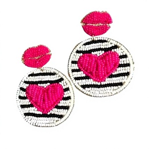 Florida Palm Beaded Earrings for Women Patriotic Orange White Blue Colour for Wedding or <b>Memorial</b> Day - Product Image 1