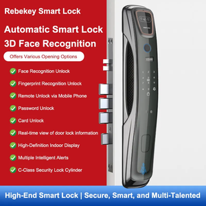 Cerradura de Puerta con Videoportero Usmart <span class=keywords><strong>Enrique</strong></span> Go, Lector Biométrico Automático de Tarjetas, Acabado Cromado, Reconocimiento de Huellas Dactilares, Aplicación Wifi, Nube - Product Image 2