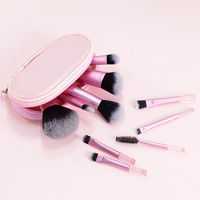 10 pièces marque privée Mini ensemble de pinceaux de maquillage raccourcir la poignée Kit de pinceaux de maquillage de voyage avec sac