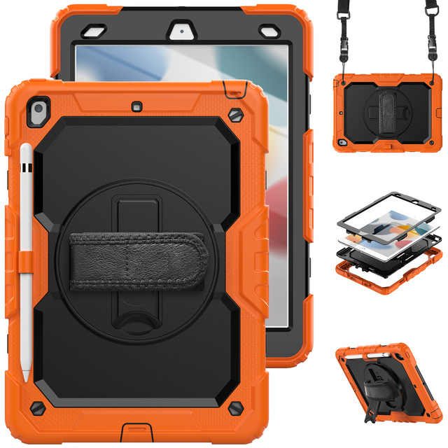 Wholesale Heavy Duty Rugged iPad 9th Generation 10.2 Inch 360 Full Shockproof Protection Color PC Silicone Tablet Case Stand