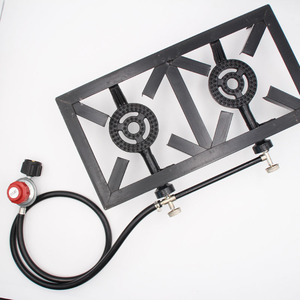 Portable Gas <b>Stove</b> Cast Iron Dual Burner Propane Outdoor Camping <b>Stove</b> - Product Image 3