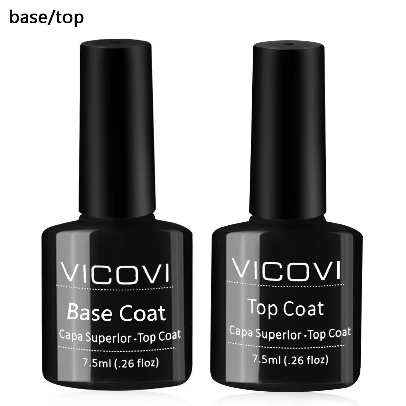 Vendita all'ingrosso 7.5/15ml cappotto superiore e cappotto di base oem uv smalto per unghie facile applicare vernice gel trasparente per nail art salon