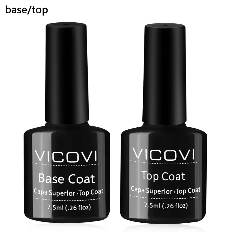 Groothandel 7.5/15Ml Top Coat En Base Coat Oem Uv Nagellak Gemakkelijk Toe Te Passen Doorzichtige Gel Lak Voor Nail Art Salon