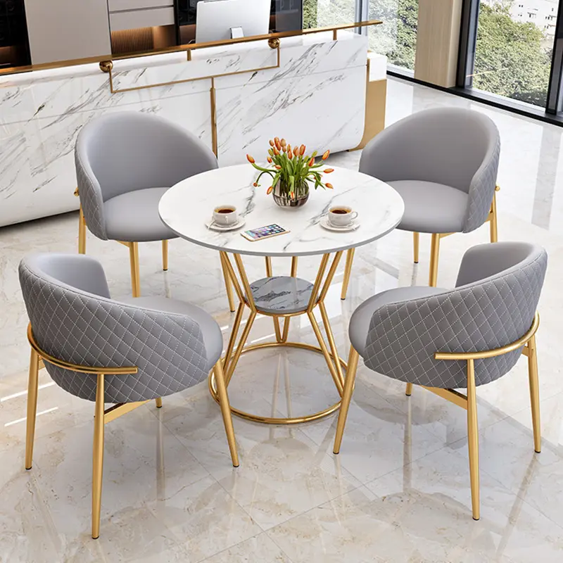 Meja dan kursi negosiasi kulit bisnis modern, tempat duduk kombinasi ruang santai meja dan kursi