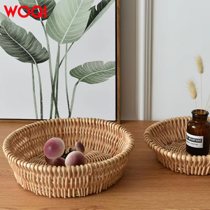 <span class=keywords><strong>Cesta</strong></span> de almacenamiento de ratán tejida a mano WOQI, <span class=keywords><strong>cesta</strong></span> de mimbre de exhibición de <span class=keywords><strong>desayuno</strong></span> de gran capacidad para decoración del hogar, almacenamiento de pan, <span class=keywords><strong>regalo</strong></span> - Product Image 5