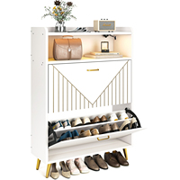 Armoire d'entrée moderne de grande capacité, organisateur de rangement de chaussures en bois MDF ultra-mince avec portes rabattables, meubles de salon