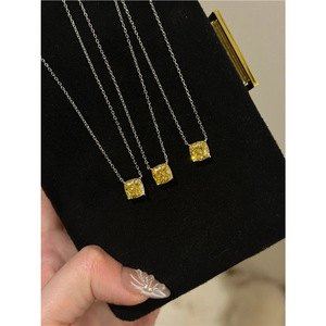 <b>Cushion</b> Cut Yellow Diamond Ring For Women Fancy Color Zircon Everyday Wear Geometric Shape Spring 2025 - Product Image 5
