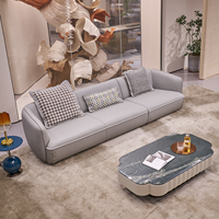Canapé de salon moderne de taille moyenne au design original, canapé modulaire en rangée droite, ensemble de canapés en cuir épais