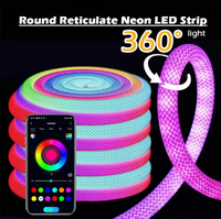 Bandes lumineuses LED intelligentes IP67 360 °   Bande lumineuse LED ronde à pixels adressables RGB intelligente 16 mm DC5V 12V 24V avec application APP Ws2811 Ws2812