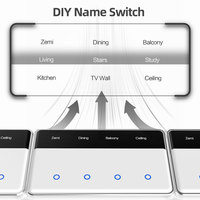 Zemismart Zigbee DIY Nom Commutateur Affichage Horizontal Écran Tactile US Interrupteur de Lumière Fonctionne avec Tuya Alexa Google Home Commande Vocale