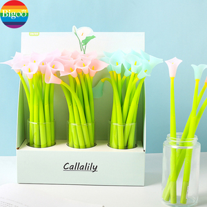 Custom Kawaii Pen Callas Design 0.5mm Blue/Black Gel <b>Ink</b> Flexible Silicone ABS Barrel Stationery Flower Pen Custom Logo - Product Image 4