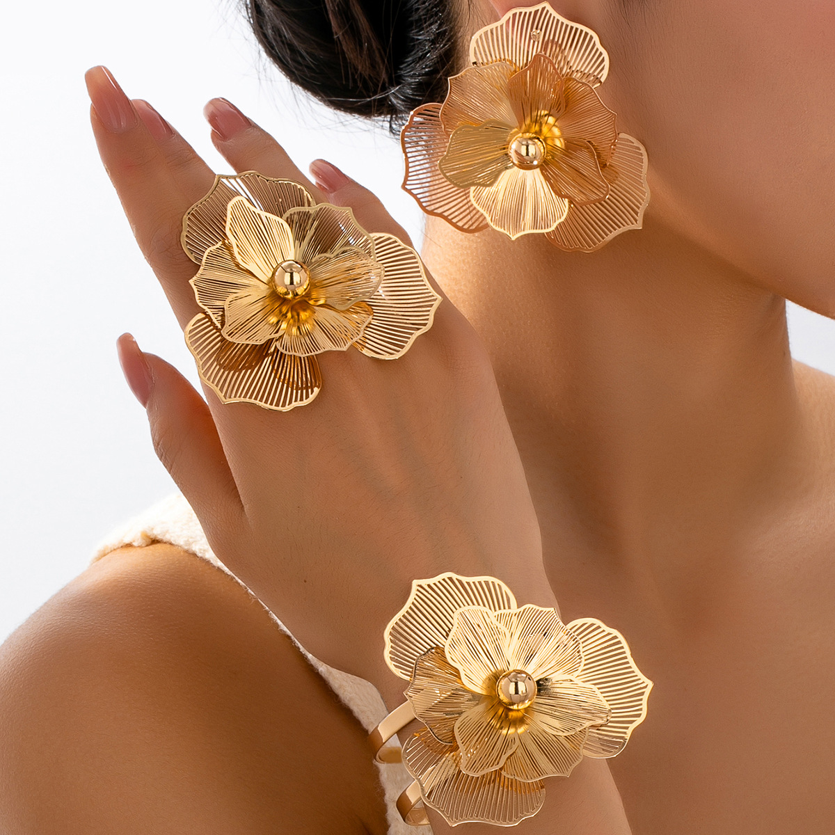 Kaimei 2026 Fashion Jewelry Personalized Design Flower Open Ring