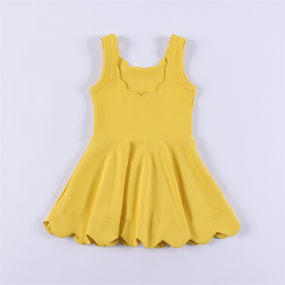 77% Nylon and 23% Spandex Yoga Dress With Shorts High Elasticity Scallop Style Sportswear Yoga Sleeveless Dress 2025