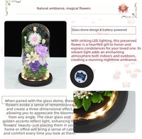 Cloche en verre pour fleurs préservées avec lumière LED, présentoir de chrysanthèmes, œillets et roses éternelles pour autel bouddhiste et décoration commémorative