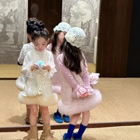 Collection Printemps/Été/Automne 2026 : Ensemble Robe en Coton à Paillettes Manches Longues pour Filles, Style Coréen, à Pois, avec Nœud, Longueur Genou, pour Enfants