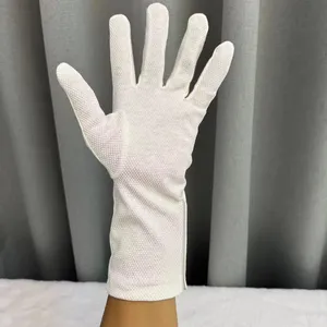 Antiscalnding Glove White Cotton Gloves with Button and Rubber Grip on Palm Snap Button and Magic Tape