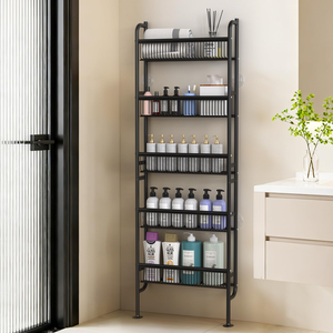 Étagère à 5 niveaux en métal étroit de 17,5 pouces de large pour rangement derrière la porte, bibliothèque étroite, étagère à épices pour cuisine, garde-manger, salle de bain, placard, buanderie - Product Image 1