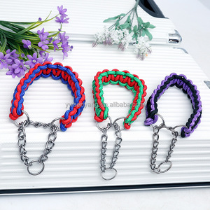 Conjunto de <span class=keywords><strong>Collar</strong></span> y Correa para Perro de Paracord Trenzado con Cadena de Acero Inoxidable - Product Image 1