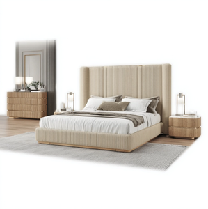 Ensemble de lit king size en bois massif confortable pour hôtel et villa 5 étoiles, design moderne, mobilier de chambre en chêne - Product Image 3