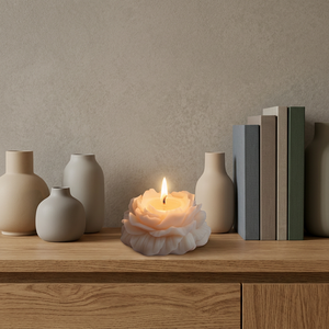 Vela artística con forma de flor, sin llama, sin goteo, de parafina, en recipiente, moderna, para decoración del hogar, sin aroma. - Product Image 1
