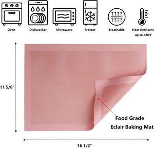 Tapis perforés AMYONE, 2 pièces, rose, demi-feuille, antiadhésifs, réutilisables, pour four, contact alimentaire sûr, pour pain/pizza/pâtisserie/biscuits, 11 5/8 po - Product Image 2