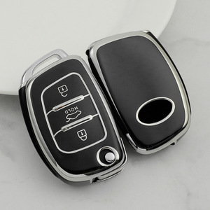 Housse de <span class=keywords><strong>clé</strong></span> en TPU à 3 boutons argentés pour <span class=keywords><strong>Hyundai</strong></span> Tucson L/Sonata-Étui de protection anti-rayures avec crochet - Product Image 2