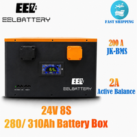 Kit de batterie au lithium EEL 25,6 V 280 Ah 8S 24 V LiFePO4 314 Ah avec onduleur RS485 CAN et BMS JK 200 A pour système solaire
