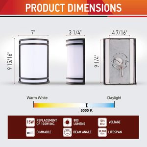 ETL chứng nhận 3cct ngoài trời xuống dẫn ánh sáng dẫn tường sconce thích hợp cho các địa điểm ẩm ướt satin Nickel kết thúc - Product Image 5