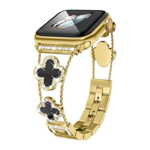 Cinturino per Orologio in Acciaio Inossidabile a Quadrifoglio con Chiusura Gioiello Compatibile con Serie 8/7/6/5/4/<span class=keywords><strong>3</strong></span>/2/1/SE/Ultra - Product Image 3