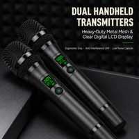 Système de microphone sans fil à tube électronique XUNGUAN M-17 Pro avec deux émetteurs portatifs et un récepteur sur rack pour karaoké et scène
