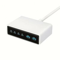 Station de charge USB C PD portable à 6 ports, compatibilité universelle, 200W, chargeur de bureau USB C, bloc de charge 100W PD