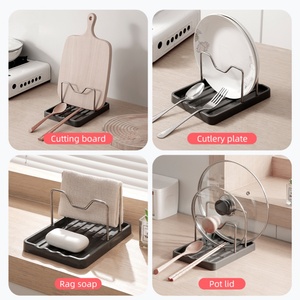 Plastic Wall Door Mounted Pot <b>Pan</b> Lid Holder <b>Stand</b> Organizer Rack for Pots Lids Storage Pot Cover Countertop Display Rack - Product Image 4