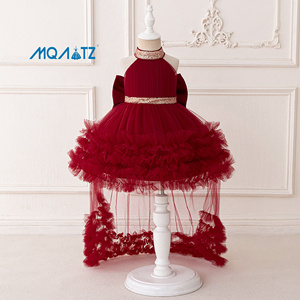 MQATZ Nuevo Vestido de Fiesta Negro para Niña con Estilo Moderno y Cola Larga de Princesa para Niñas Pequeñas - Product Image 4