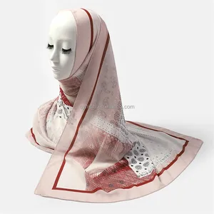 The excellent new style hijab square tudung silk glitter scarf with chain pattern bound winter wraps and shawls
