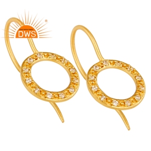 Attractive White Topaz <b>Set</b> Earrings High Quality Silver <b>Gold</b> Plated Hook Earrings Manufacturer <b>Jewelry</b> Vintage Collection - Product Image 2