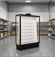 Maxsen Nouveau présentoir autoportant à grande capacité, double face, éclairé par LED, pré-assemblé, à 1 étagère, en métal/bois/verre, TCG Sport