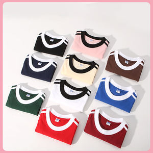 Camisetas de verano de varios colores para niños, Camiseta de algodón 100% de 200gsm para niños, camiseta lisa personalizada con estampado de pantalla para niños, Diseño a rayas - Product Image 2