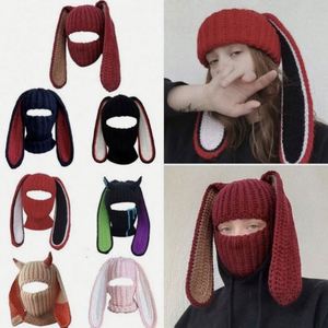 Gorros de Invierno Hechos a Mano al por Mayor para Hombre y Mujer, con Máscara Facial y Orejas de Conejo, para Halloween, Máscara de Esquí, Balaclava - Product Image 3