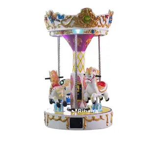 Commerciale popolare 3 posti Mini Carousel Amusement Park Kiddie Ride Indoor Game Machine Small Kids Carousel in vendita