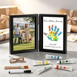 Cadre photo pliable en bois pour empreintes <span class=keywords><strong>de</strong></span> mains, kit <span class=keywords><strong>de</strong></span> peinture DIY, souvenir personnalisé pour empreintes <span class=keywords><strong>de</strong></span> mains <span class=keywords><strong>de</strong></span> <span class=keywords><strong>famille</strong></span>, pour baby shower, souvenir <span class=keywords><strong>de</strong></span> mariage - Product Image 5
