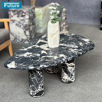Table basse de luxe de style royal, moderne et naturelle, en marbre Calacatta noir, écologique et durable, pour salon