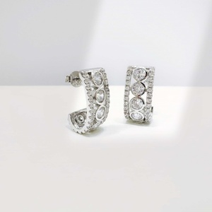 wholesale plata 925 sterling silver Luxury hook <b>earring</b> Geometric Design big exaggerate party wedding zircon fashion <b>earrings</b> - Product Image 5