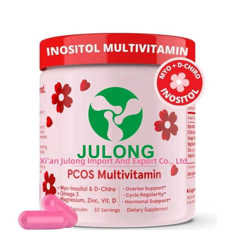 Julong Fournir une étiquette personnalisée SOPK Multivitamine Myo-Inositol & D-Chiro Inositol Mélange 40:1 Supplément SOPK Capsules d'équilibre du SOPK