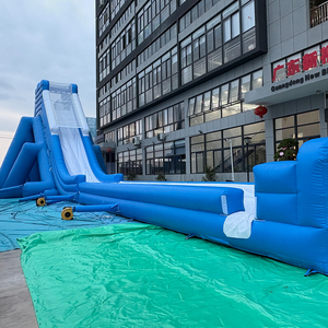 Toboggan aquatique gonflable géant bleu - Toboggan aquatique long à une seule voie avec zone de projection d'eau <span class=keywords><strong>pour</strong></span> événements et plaisir estival - Product Image 6